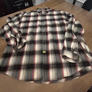 Eddie Bauer Shirt Mens XL Plaid Flannel Long Sleeve Button Down Pocket Red Gray